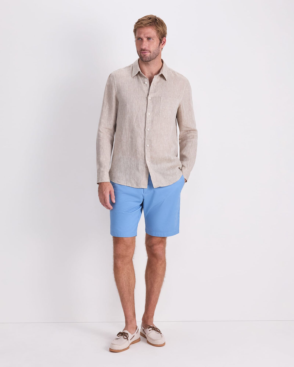 Long Sleeve Linen Yarn-Dyed Shirt