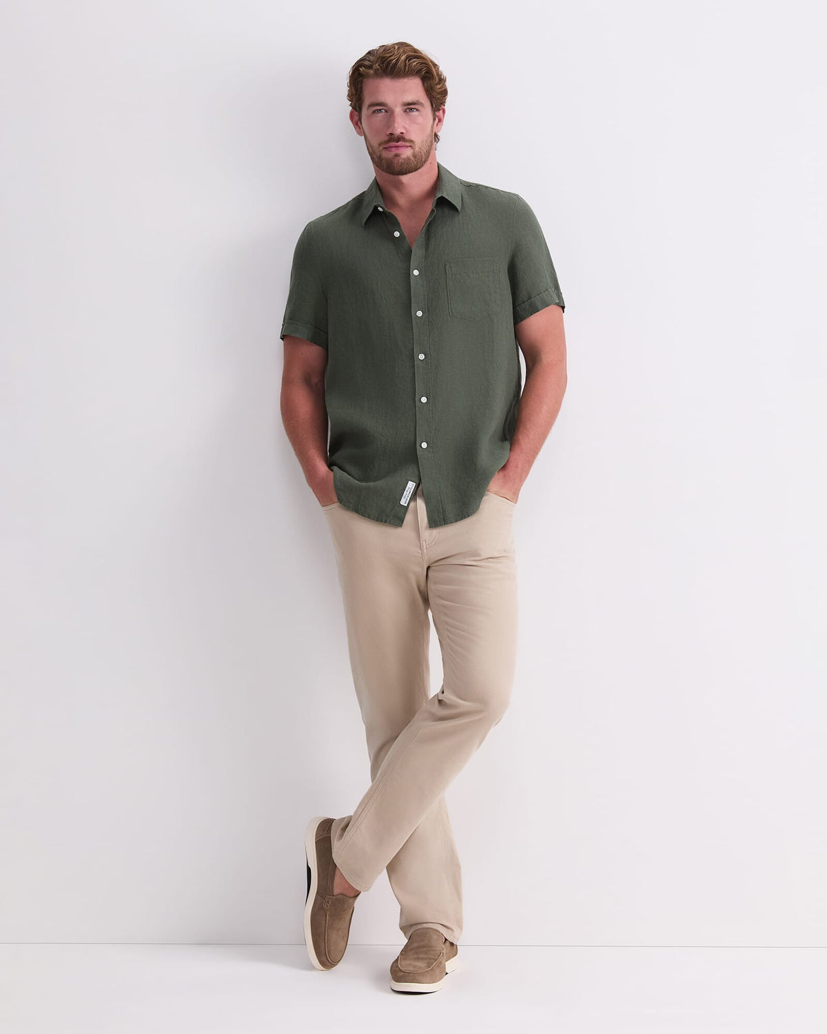 Short Sleeve Yarn-Dyed Linen Shirt