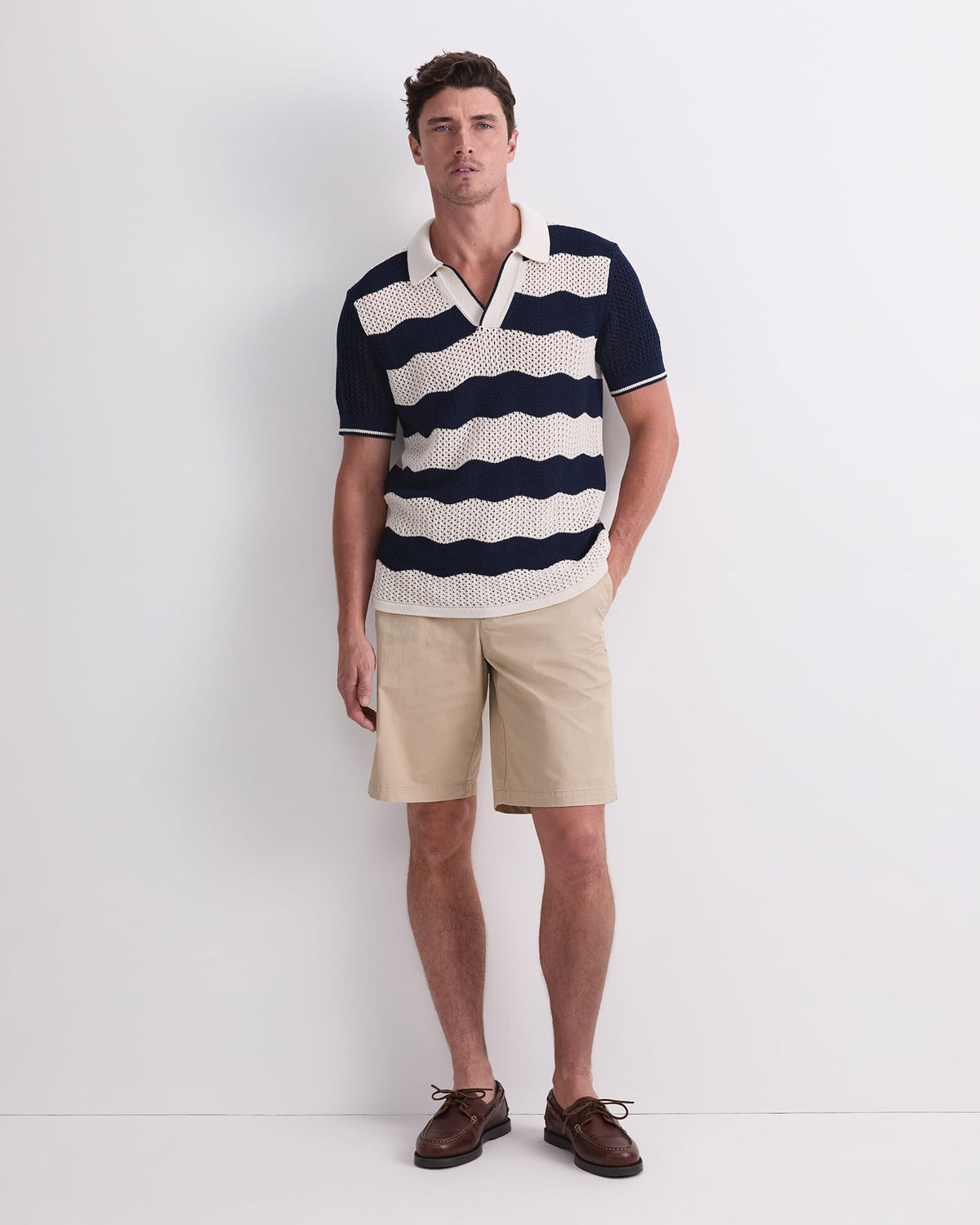 Wave Stripe Knit Polo