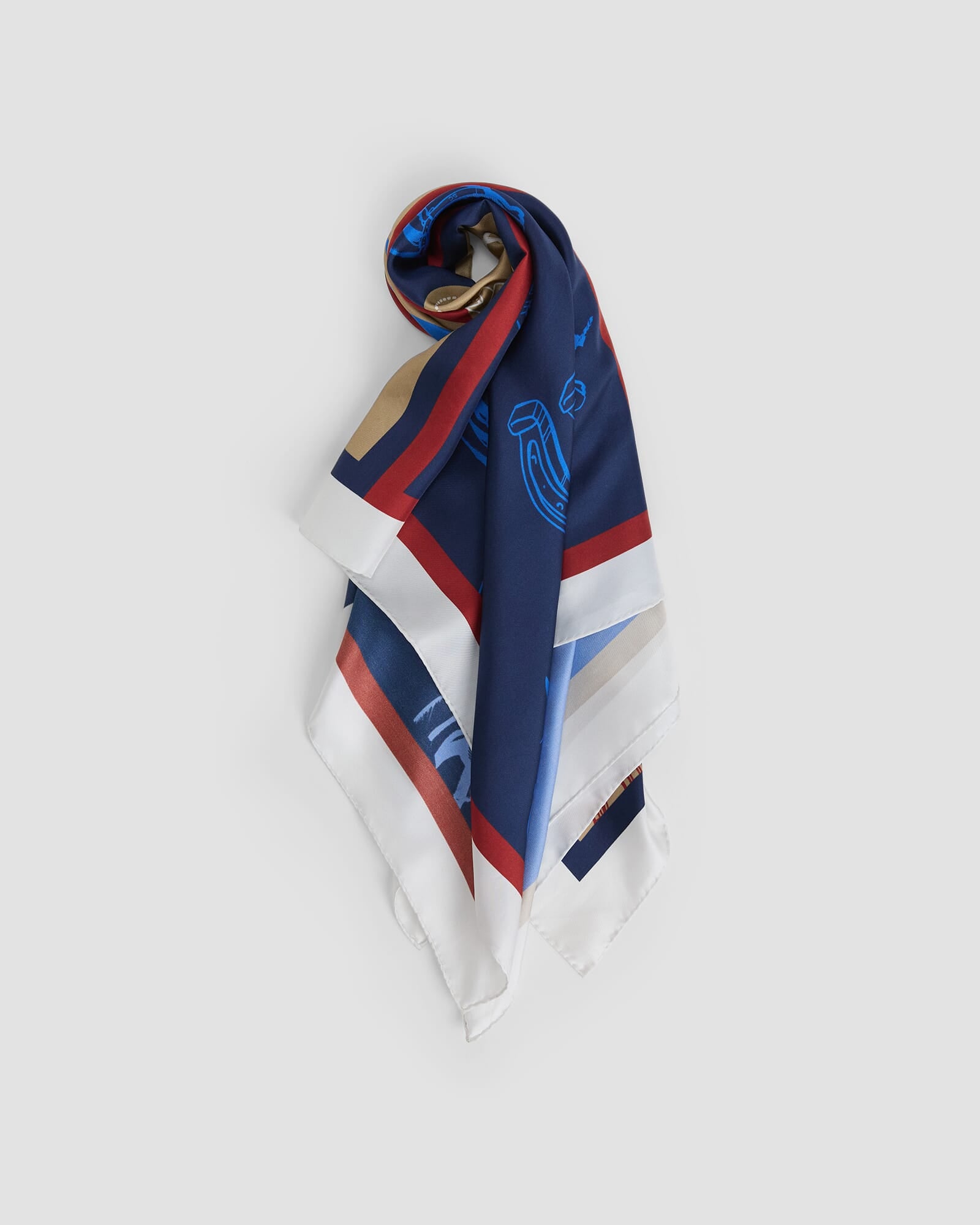 marno Hannah knit stole ハンナ Hannah Scarf - Blue/Red | Sportscraft