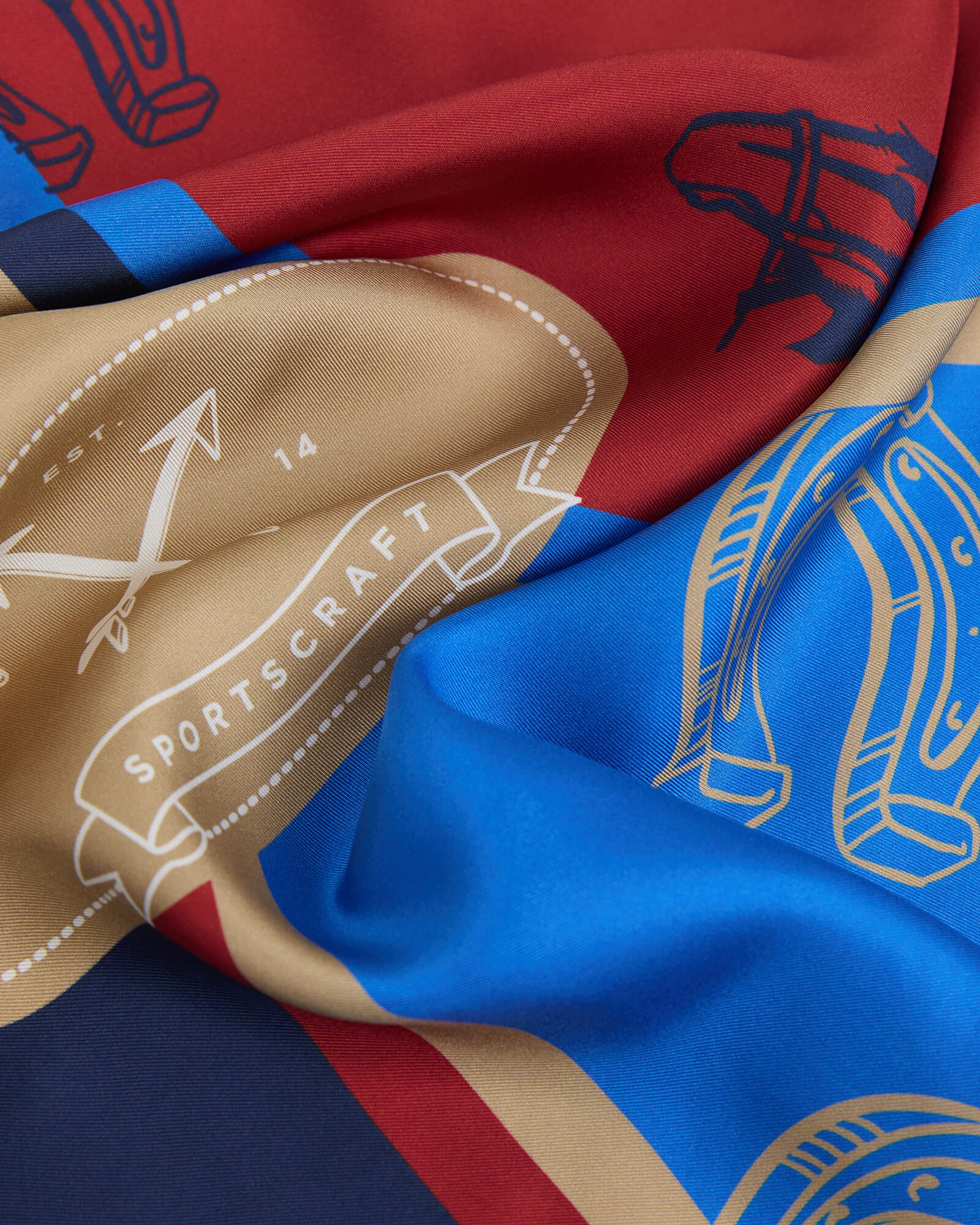 marno Hannah knit stole ハンナ Hannah Scarf - Blue/Red | Sportscraft